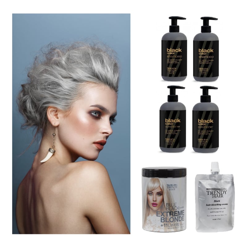 Zilverblond haar met Trendy Hair producten
